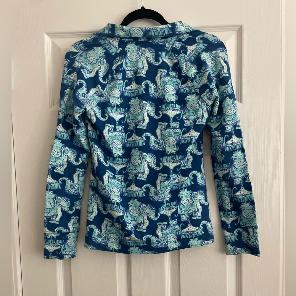 Lilly Pulitzer XXS Deep Indigo JOY RIDE SKIPPER POPOVER 1/2 Zip Elephants NWOT